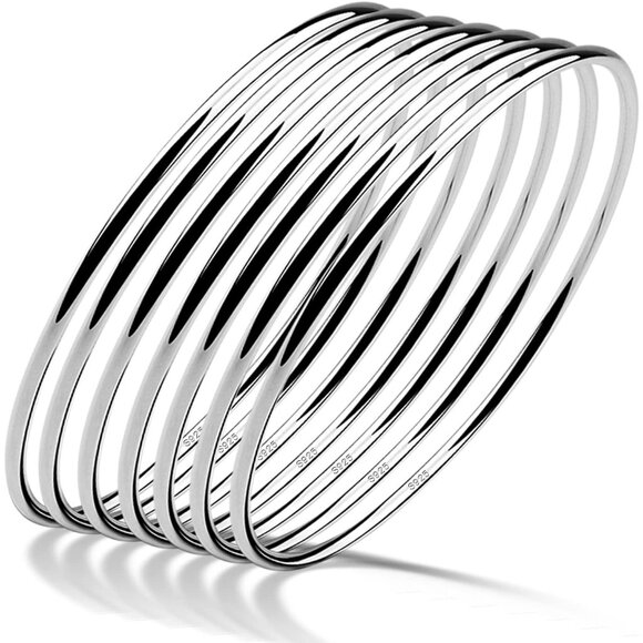 925 Sterling Silver Italian Handmade Bangle Set Rose Gold 2/3/4/5/6/7 - Picture 1 of 7